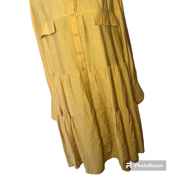 New SoHo Boho Tiered Long Sleeved Button Down Dress Women - Picture 8 of 13